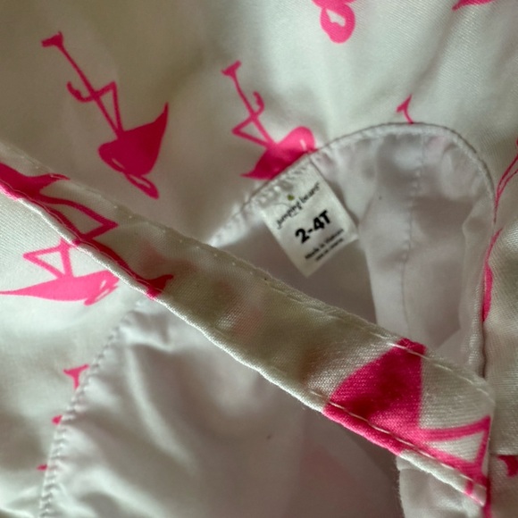 Jumping Beans|Baby toddler girl Pink Flamingo printed white Kids Sun Hat•••2-4T - Picture 2 of 3